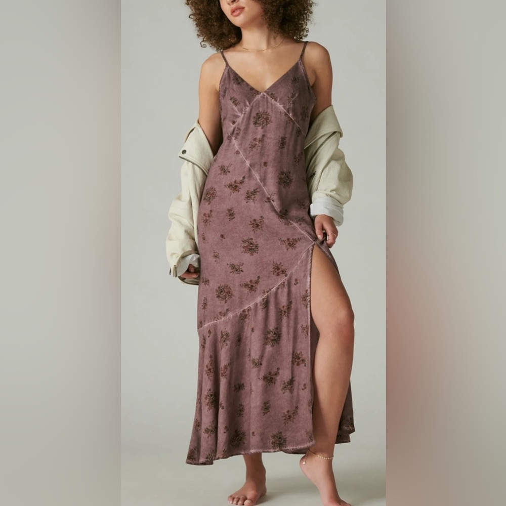 Lucky Brand Plum Floral Slip Dress